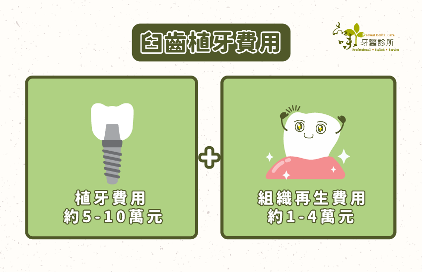 植牙費用+組織再生費用=臼齒植牙費用